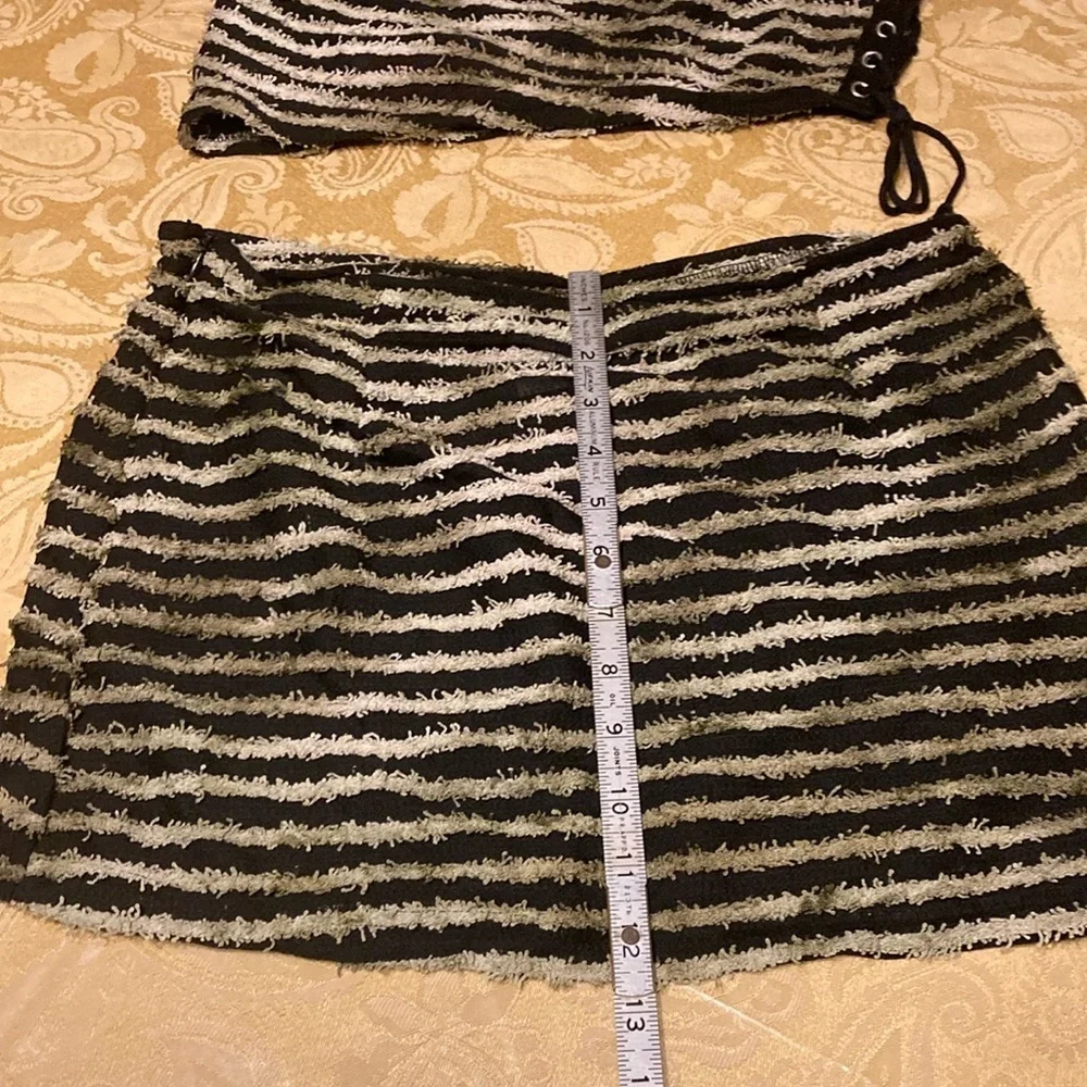 SHEIN ICON Striped One Shoulder Drawstring Side Crop Top & Skirt size M NWT - Picture 13 of 15